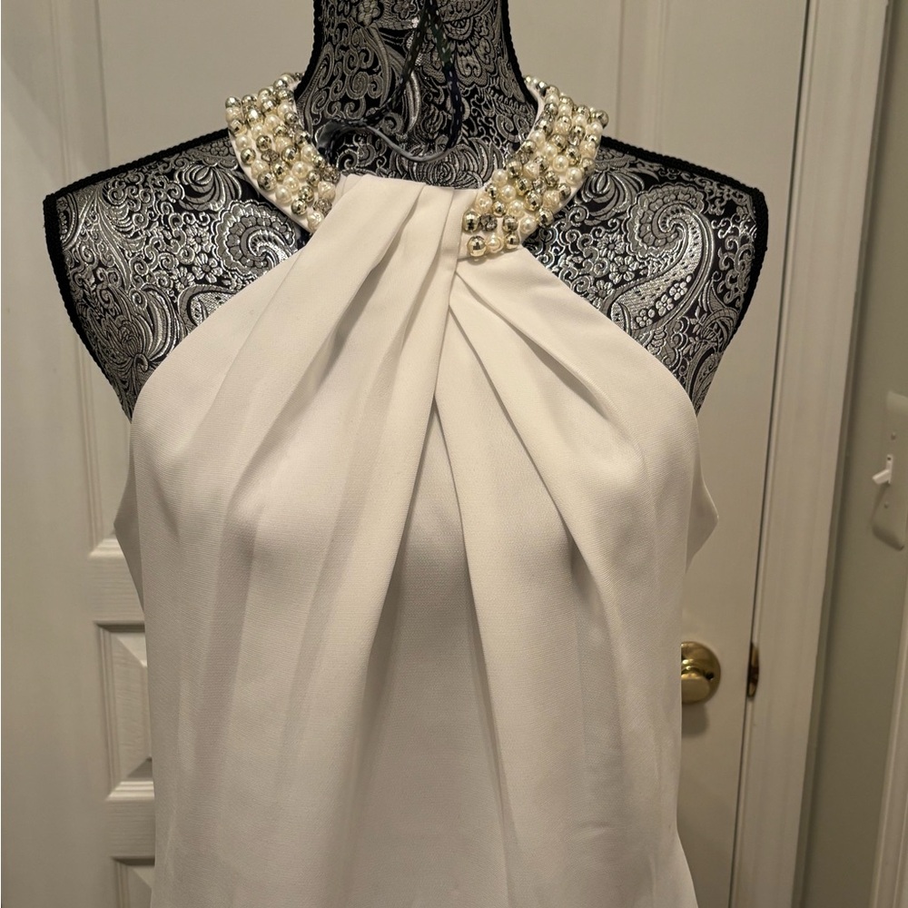 Eliza j halter top with pearl detail